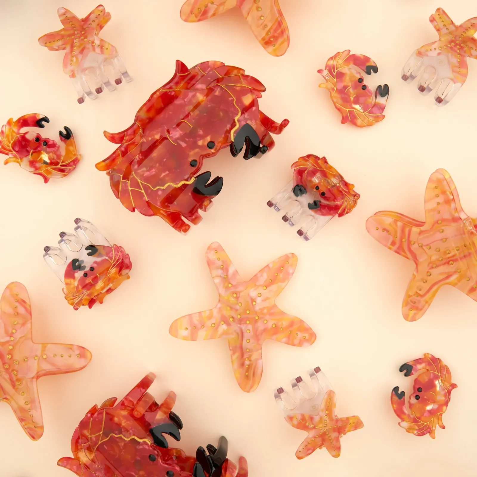 Coucou Suzette Mini Crab Hair Claw in glossy cellulose acetate, a quirky sea-inspired French hair accessory curated by Goosebump.