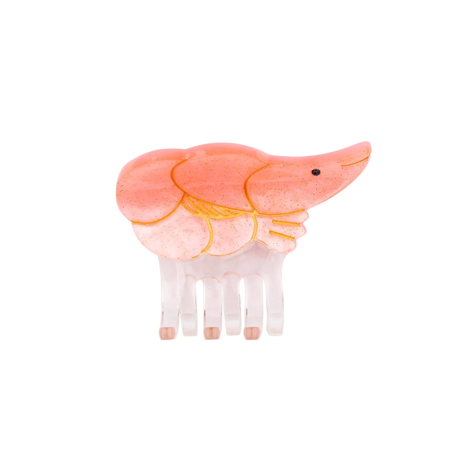 Coucou Suzette Mini Shrimp Hair Claw in glossy cellulose acetate, a quirky sea-inspired French hair accessory curated by Goosebump.