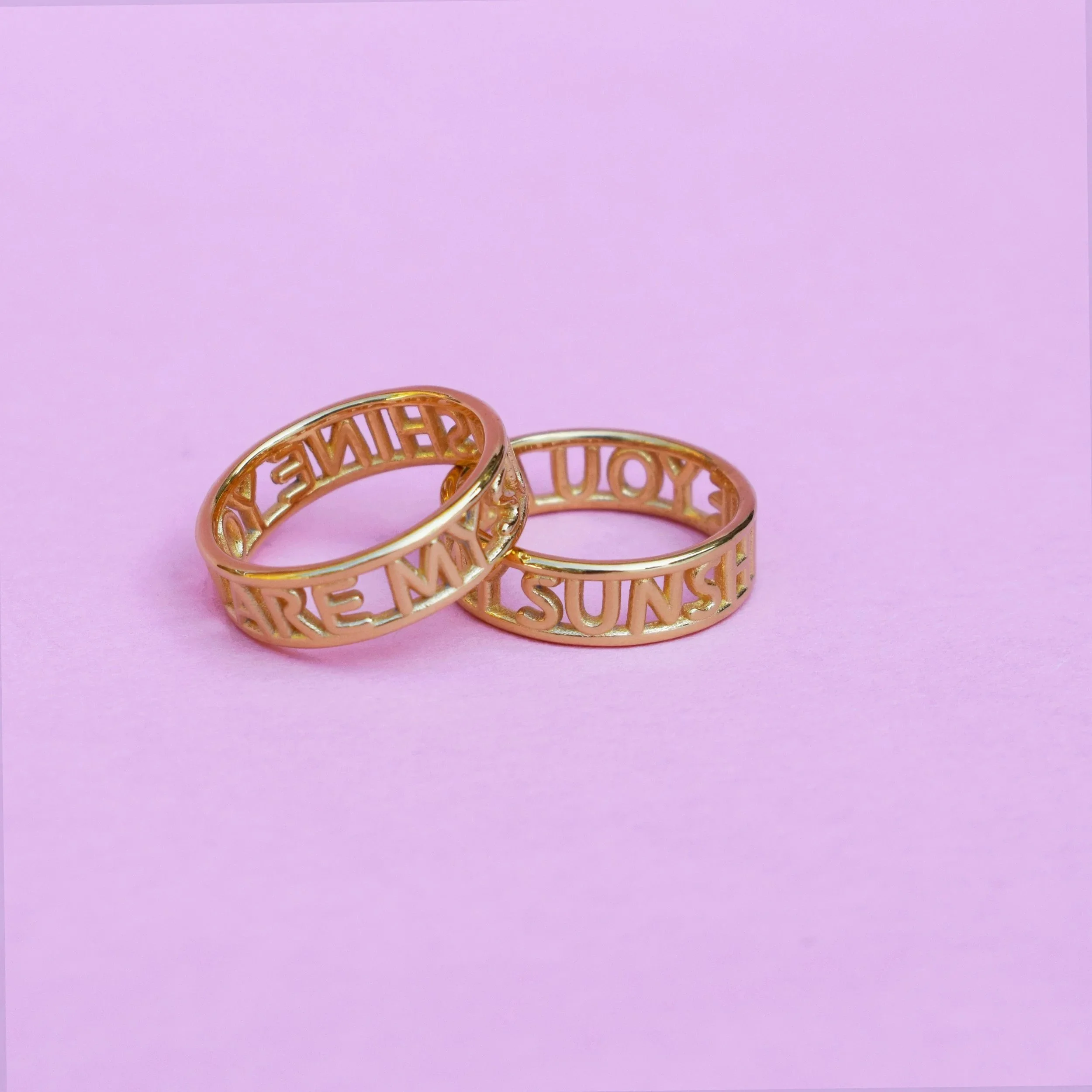 Good Daze You Are My Sunshine Ring in 18k gold vermeil featuring sun motif detail, gift wrapped with Goosebump ring box at Goosebump Hong Kong.