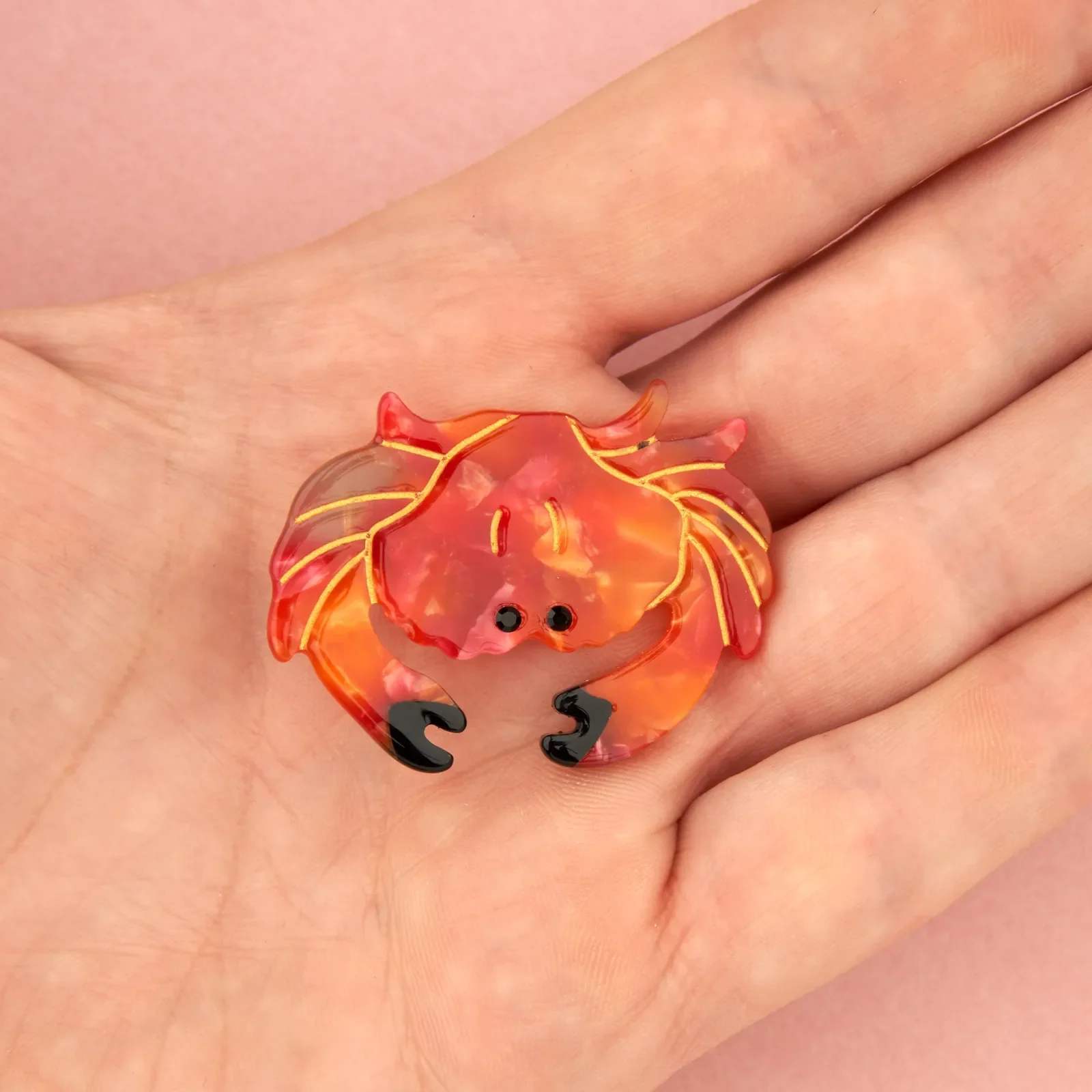 Coucou Suzette Crab Barrette in glossy cellulose acetate, a quirky sea-inspired French hair clip curated by Goosebump.