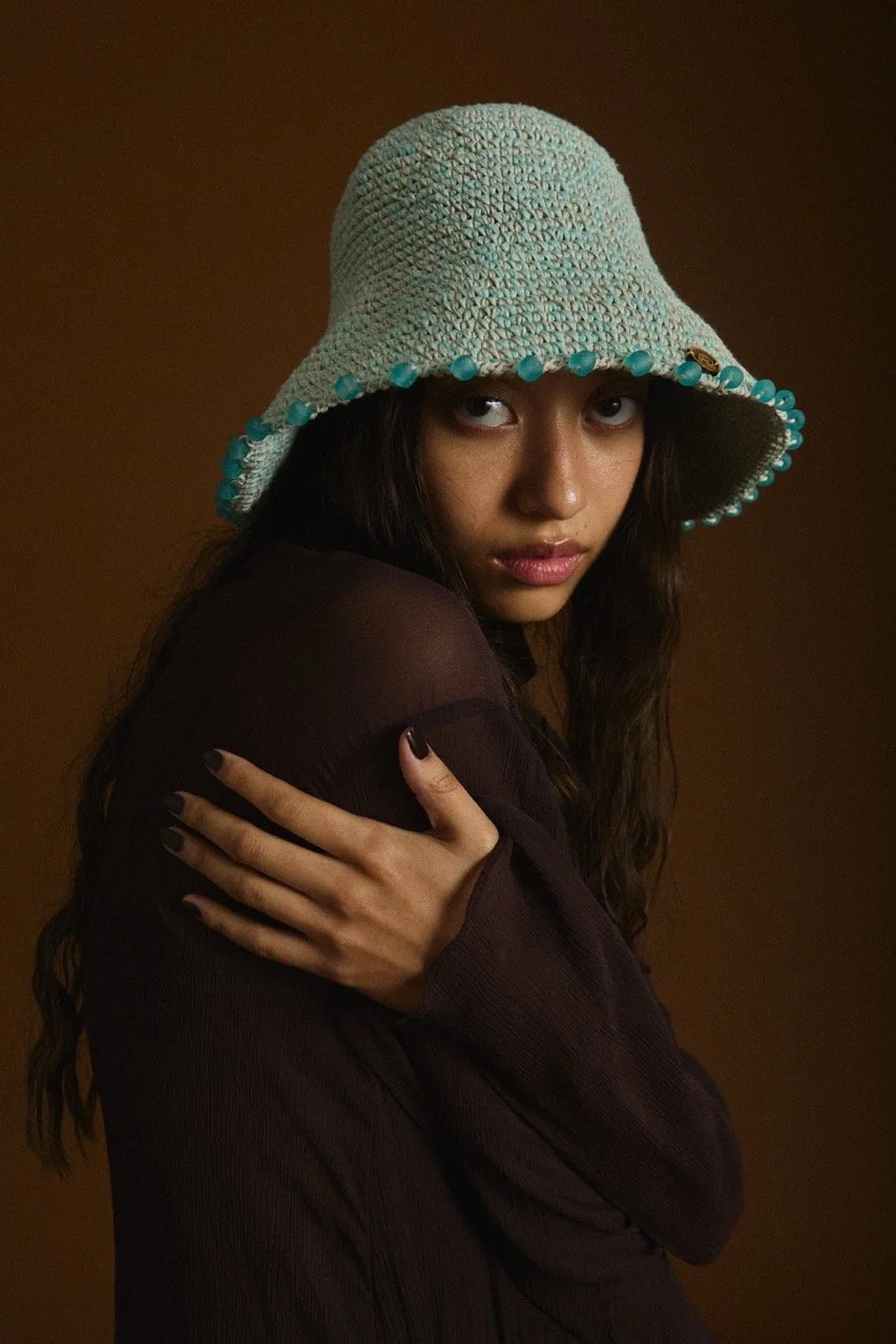 Earth Age hand-crocheted Luminescence hat with a glass-beaded brim