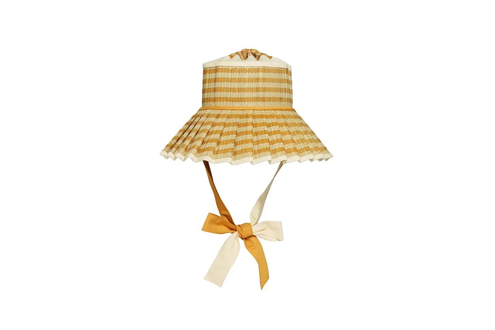 Lorna Murray Sundream Island Ravello Hat front view in handwoven natural grass fibres with elegant fabric ties.