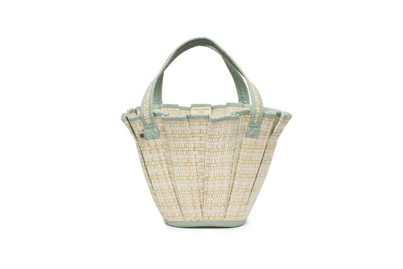 Lorna Murray Polynesia Mini Tropez Tote front view in handwoven natural grass fibres.