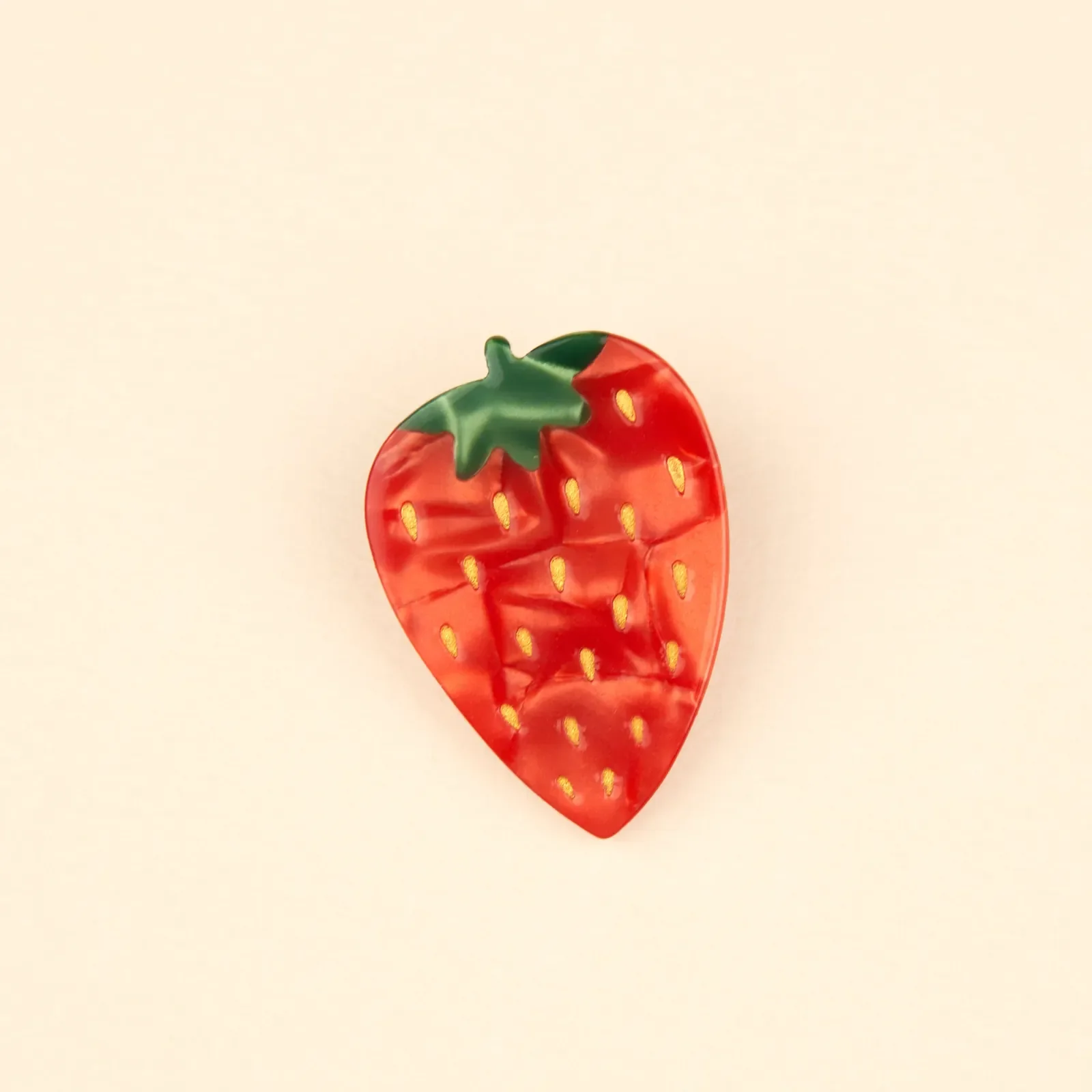 Coucou Suzette Strawberry Barrette in glossy cellulose acetate, a playful French fruit-inspired hair clip curated by Goosebump.
