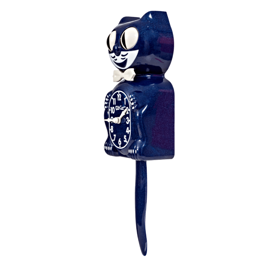 Galaxy Blue Kit-Cat Klock in deep sparkly blue with moving eyes and wagging tail, available at Goosebump Hong Kong.