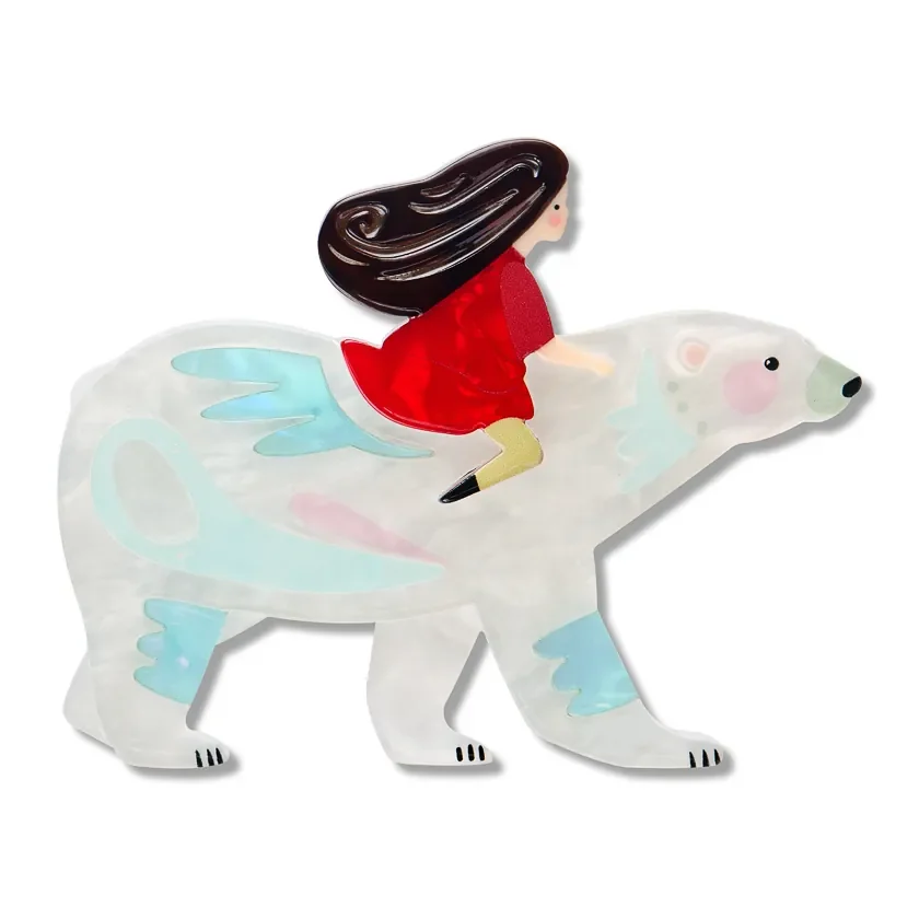 Erstwilder Polar Adventure Brooch from the Pete Cromer Fairy Tales Part 2 collection, a colourful adventure-inspired resin brooch for thoughtful gifting.