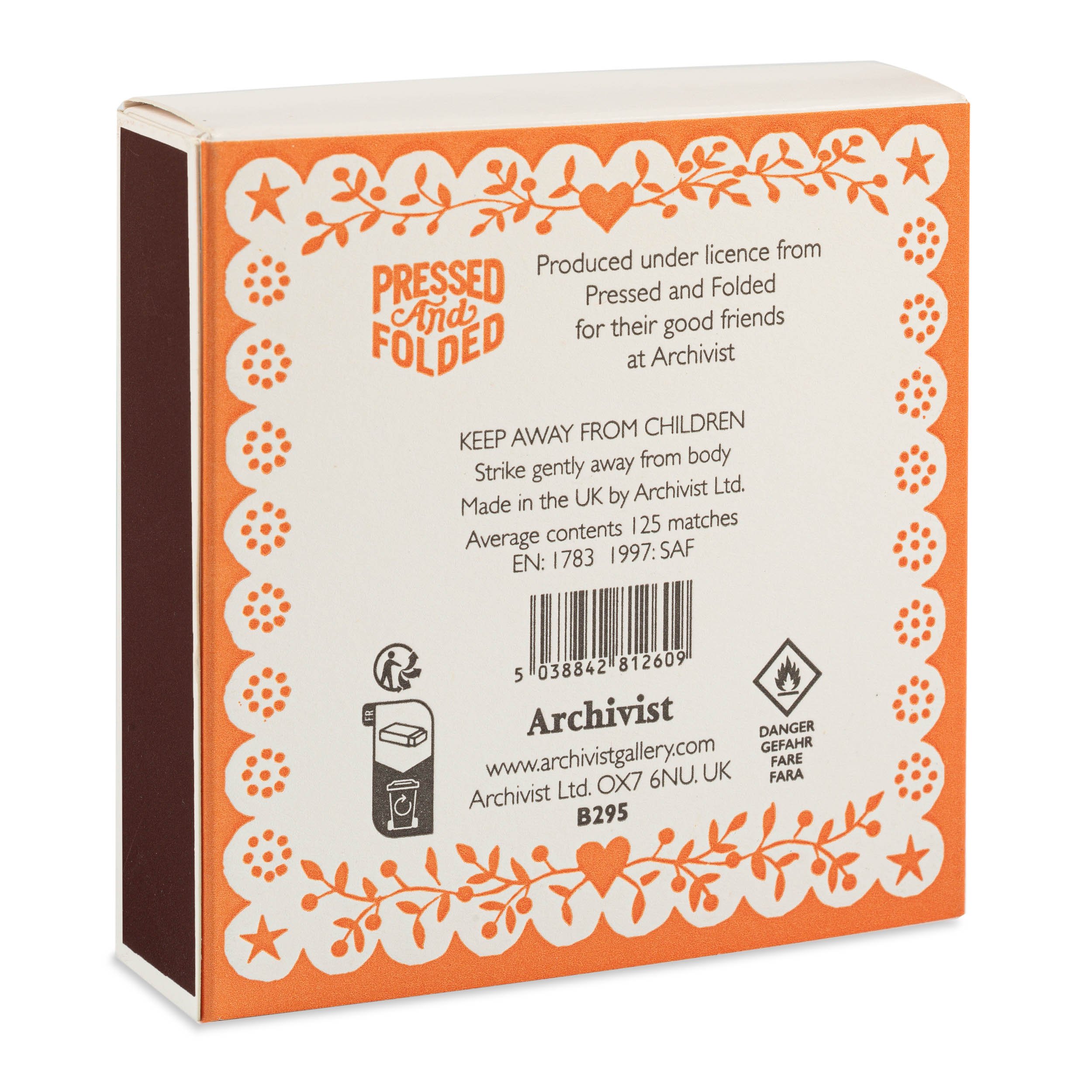 Bright Spark matchbox by Pressed & Folded, vibrant linocut design, artistic matchbox available at Goosebump.live in Hong Kong.
