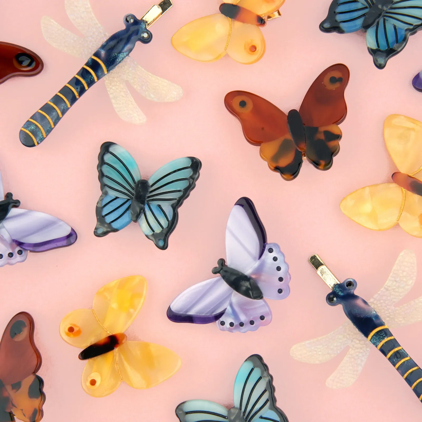 Coucou Suzette Dragonfly Barrette in glossy cellulose acetate, a graceful nature-inspired French hair clip curated by Goosebump.