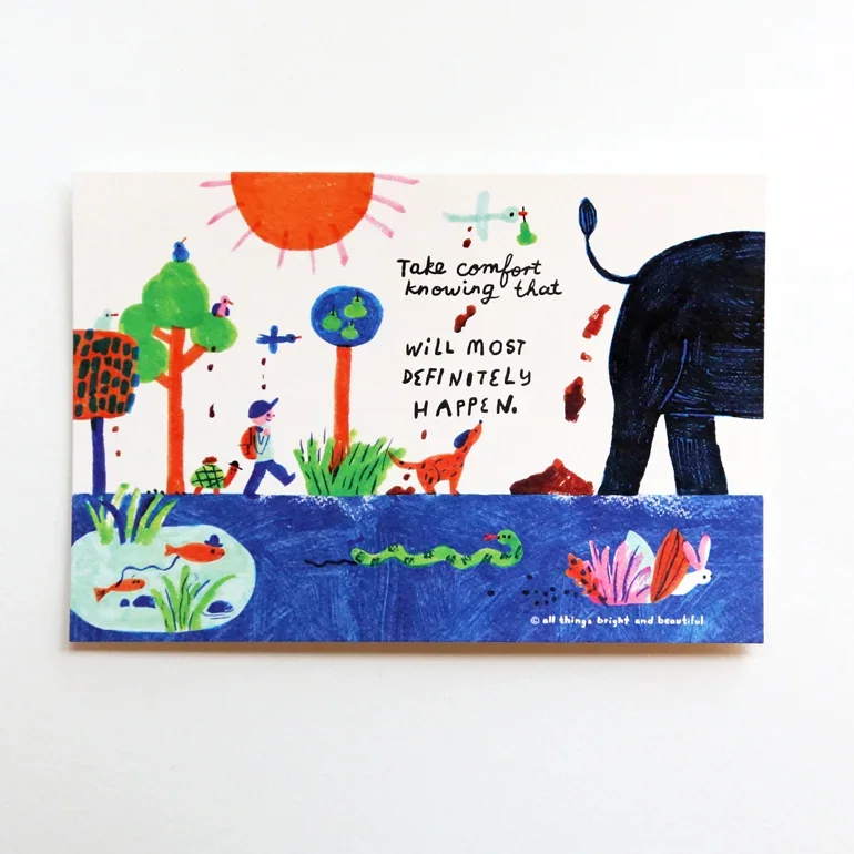 Traveller Poop Happens illustrated postcard by All Things Bright And Beautiful