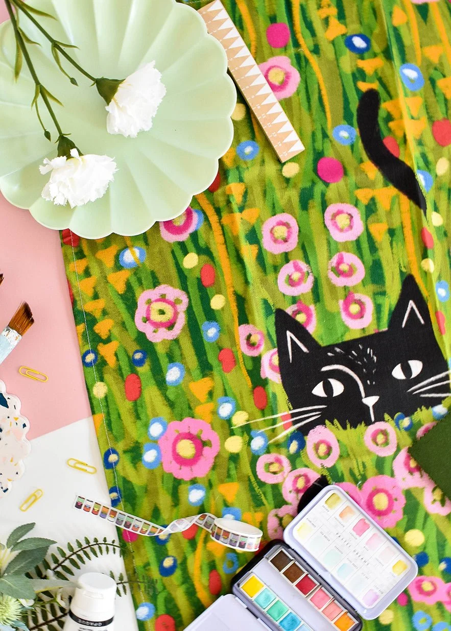 Klimt Garden Cat Tea Towel by NIASKI, 100% cotton Cats in Art kitchen towel and art-inspired home gift for cat lovers at Goosebump Hong Kong