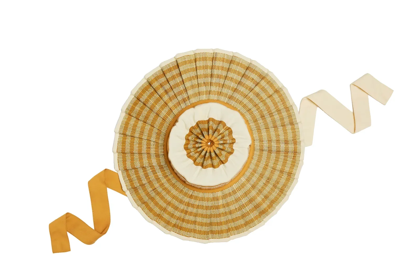 Top view of the Lorna Murray Sundream Island Ravello Hat showing the circular woven crown and artisan craftsmanship.