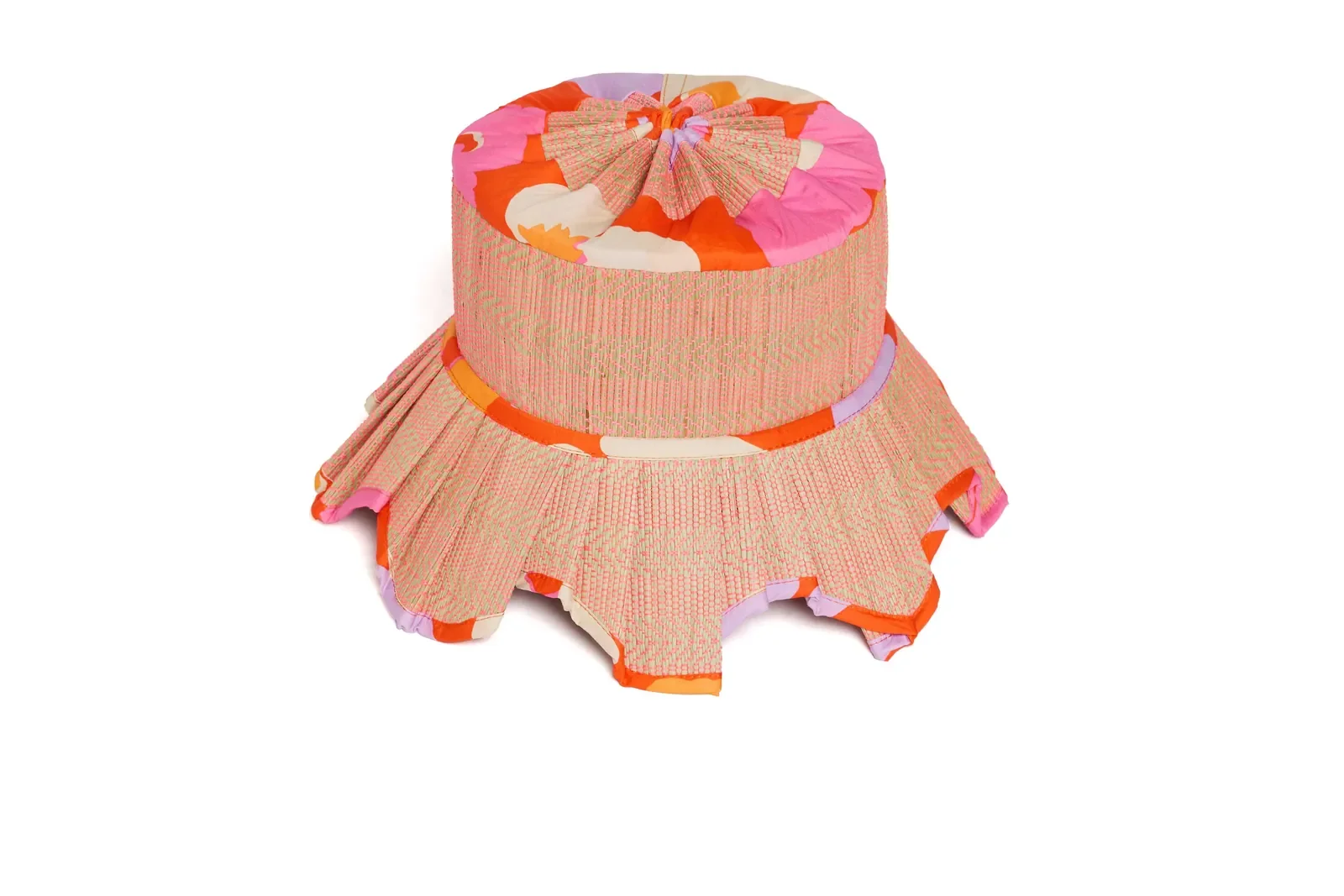 Back view of the Lorna Murray Sundream Ravello Hat featuring handcrafted natural grass fibre weaving and fabric ties.