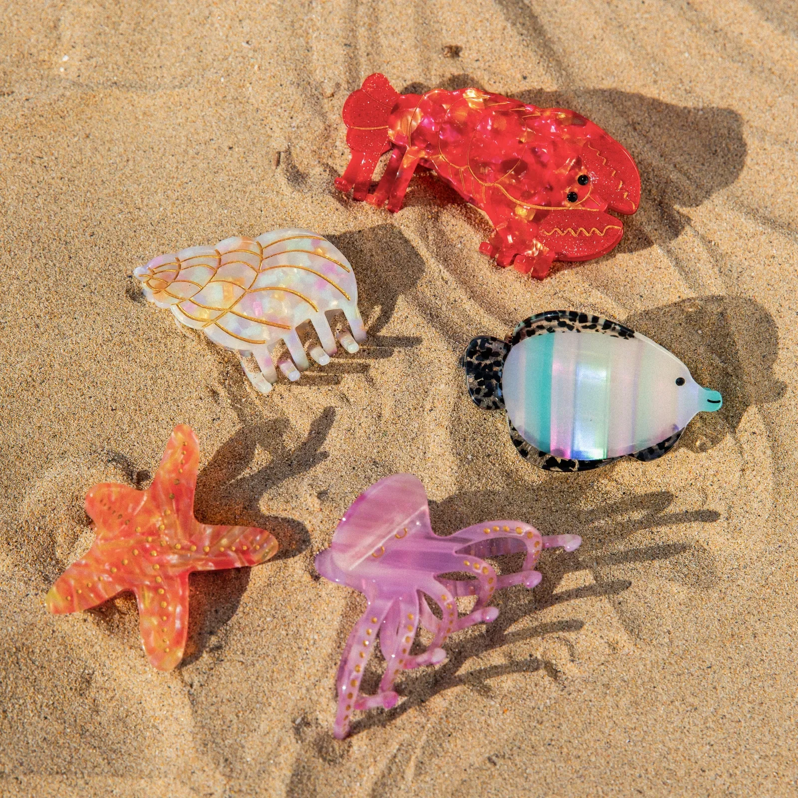 Coucou Suzette Lobster Hair Claw in glossy cellulose acetate, a bold sea-inspired French hair accessory curated by Goosebump.