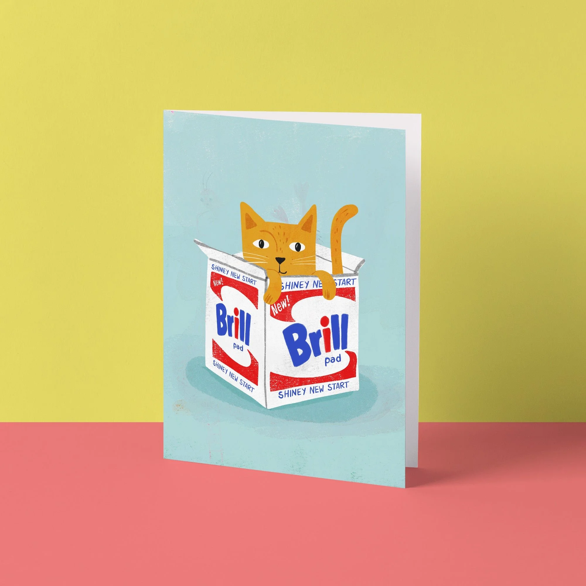 Brillo New Home Cat Card by NIASKI, colourful art-inspired new home greeting card and small gift for cat lovers at Goosebump Hong Kong