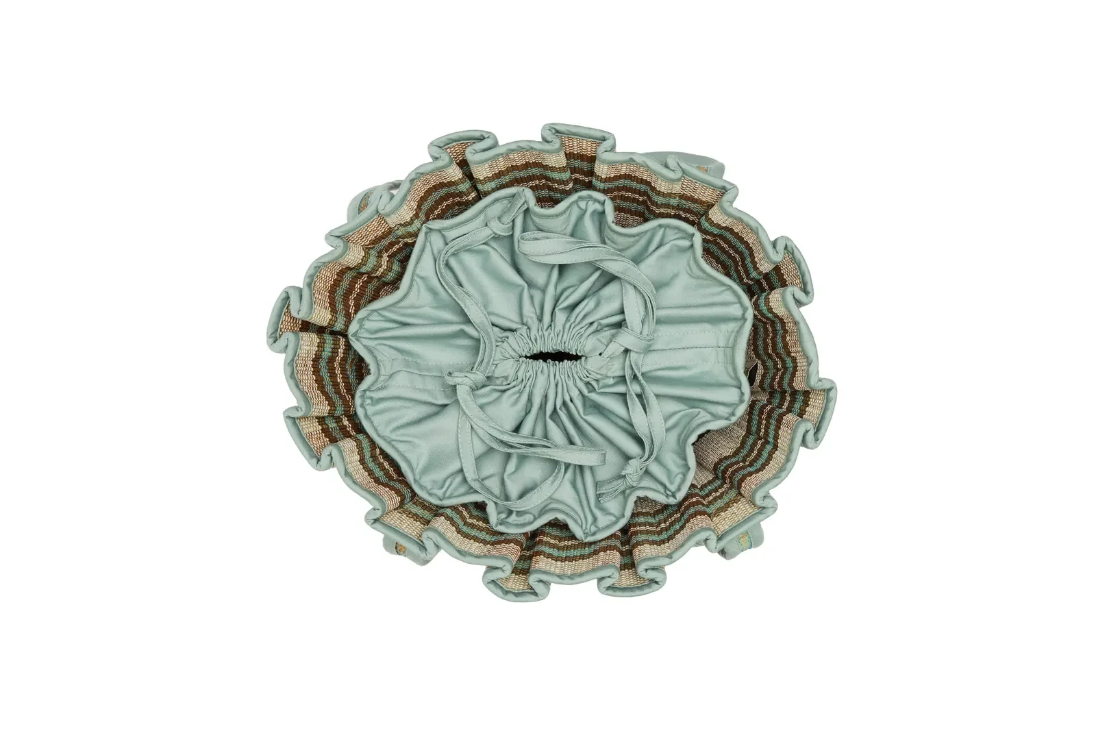 Top view of the Lorna Murray Lake Como Mini Tropez Tote showing the spacious interior and handcrafted woven construction.