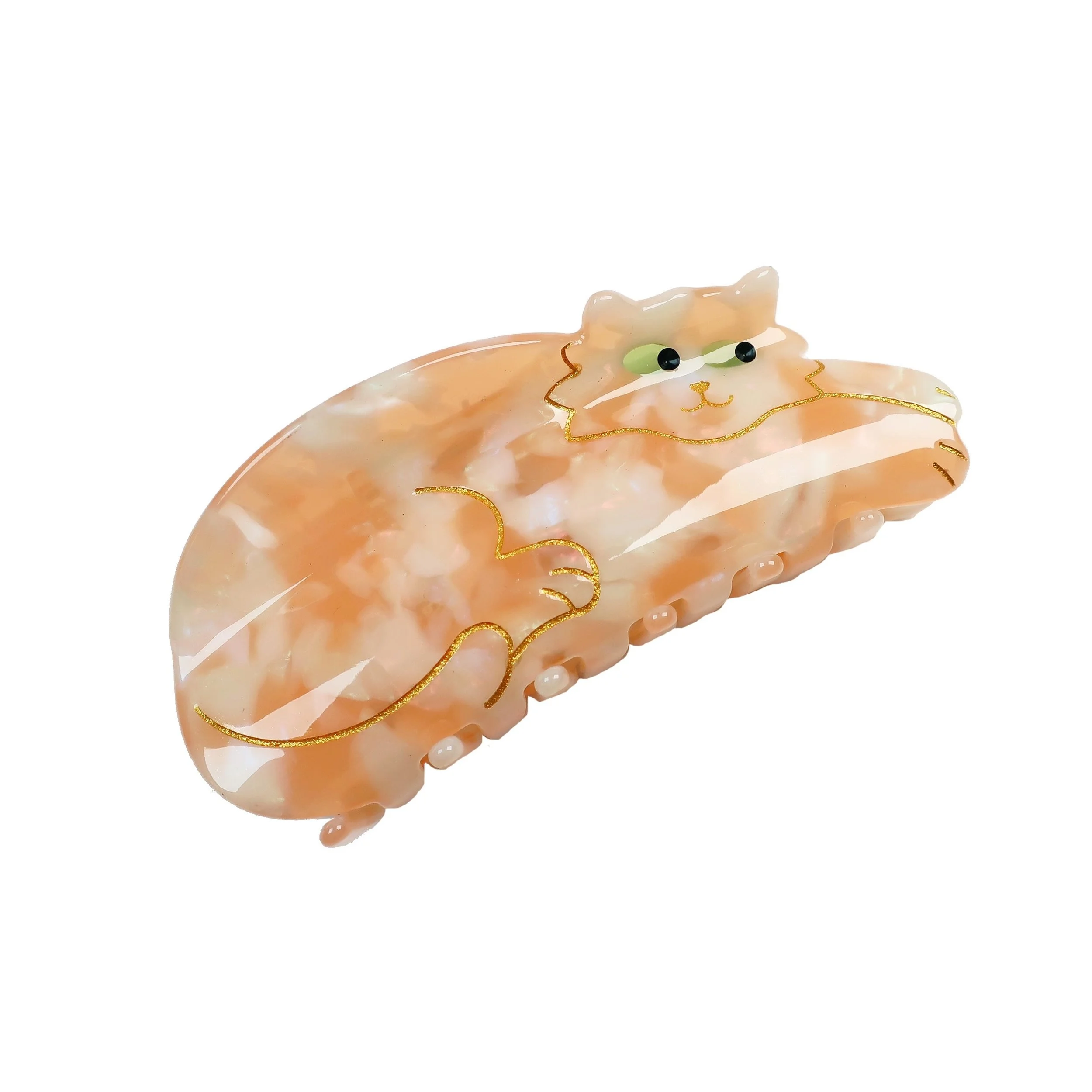 Coucou Suzette Ginger Cat Hair Claw in glossy cellulose acetate, a playful French cat hair accessory for cat lovers.