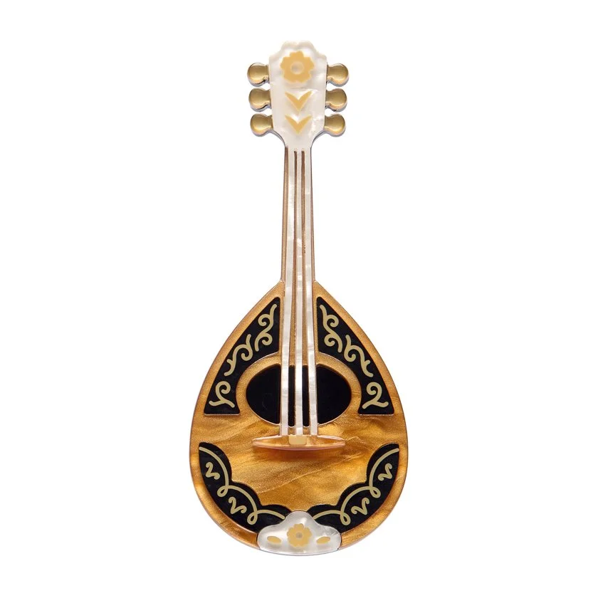 Erstwilder Play Bouzouki Brooch inspired by Greek music, handcrafted resin brooch with playful musical design