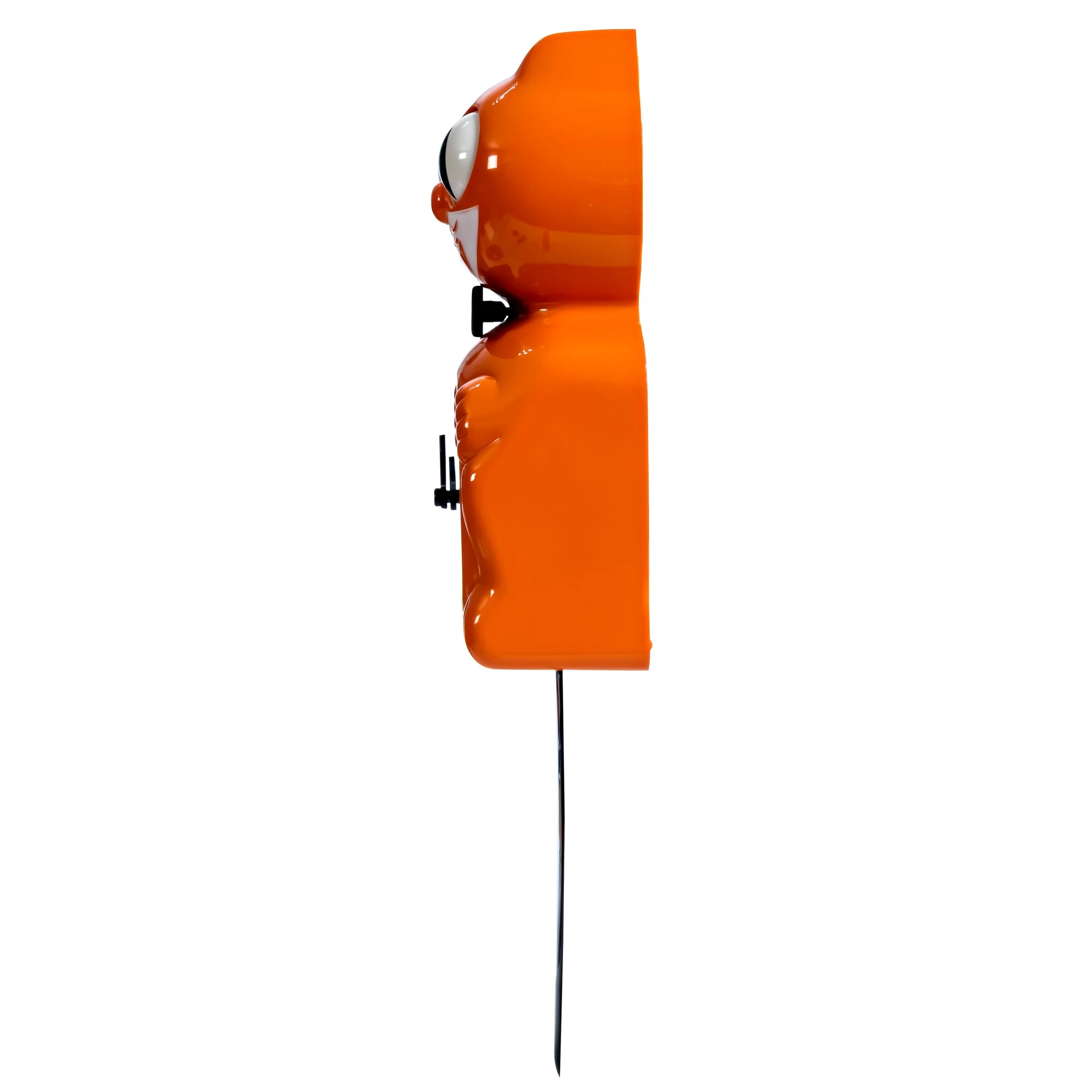Orange Harvest Kit-Cat Klock in glossy orange with black bow tie, moving eyes and wagging tail, available at Goosebump Hong Kong.