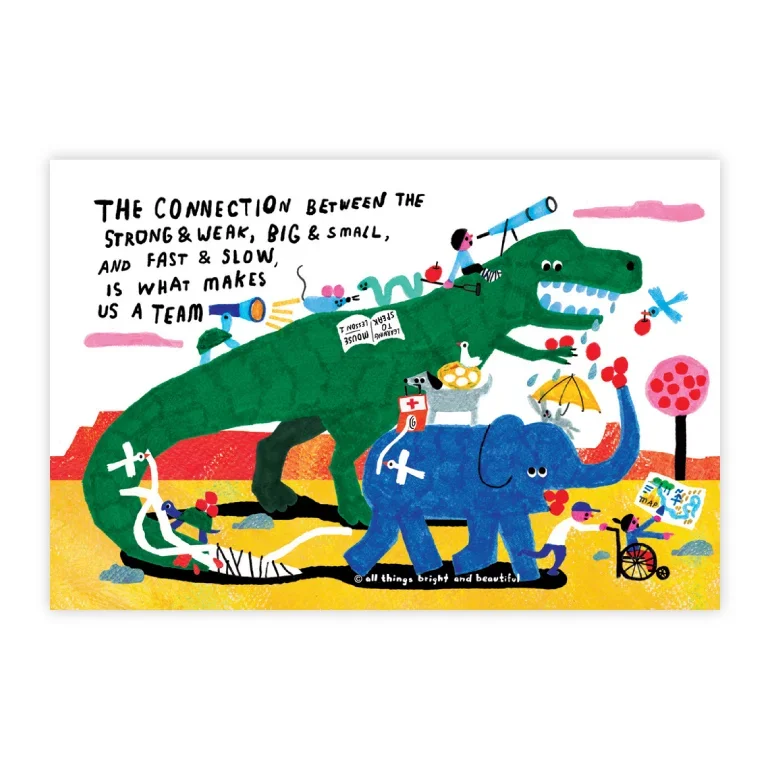 Traveller Team illustrated postcard by All Things Bright And Beautiful