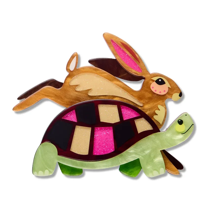 Discover Erstwilder x Pete Cromer Fairy Tales Part 2 at Goosebump Hong Kong. A tortoise-and-hare inspired brooch for encouragement gifts, collectors and story lovers.