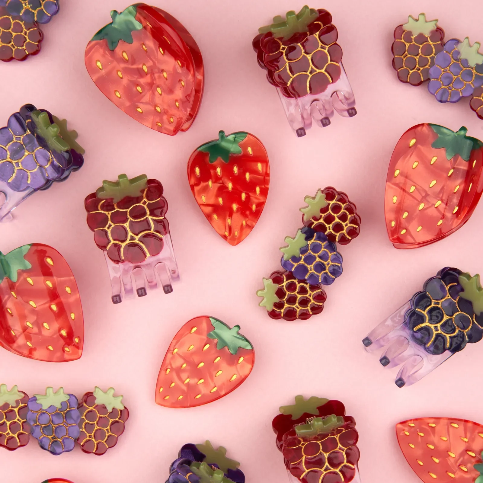 Coucou Suzette Strawberry Barrette in glossy cellulose acetate, a playful French fruit-inspired hair clip curated by Goosebump.