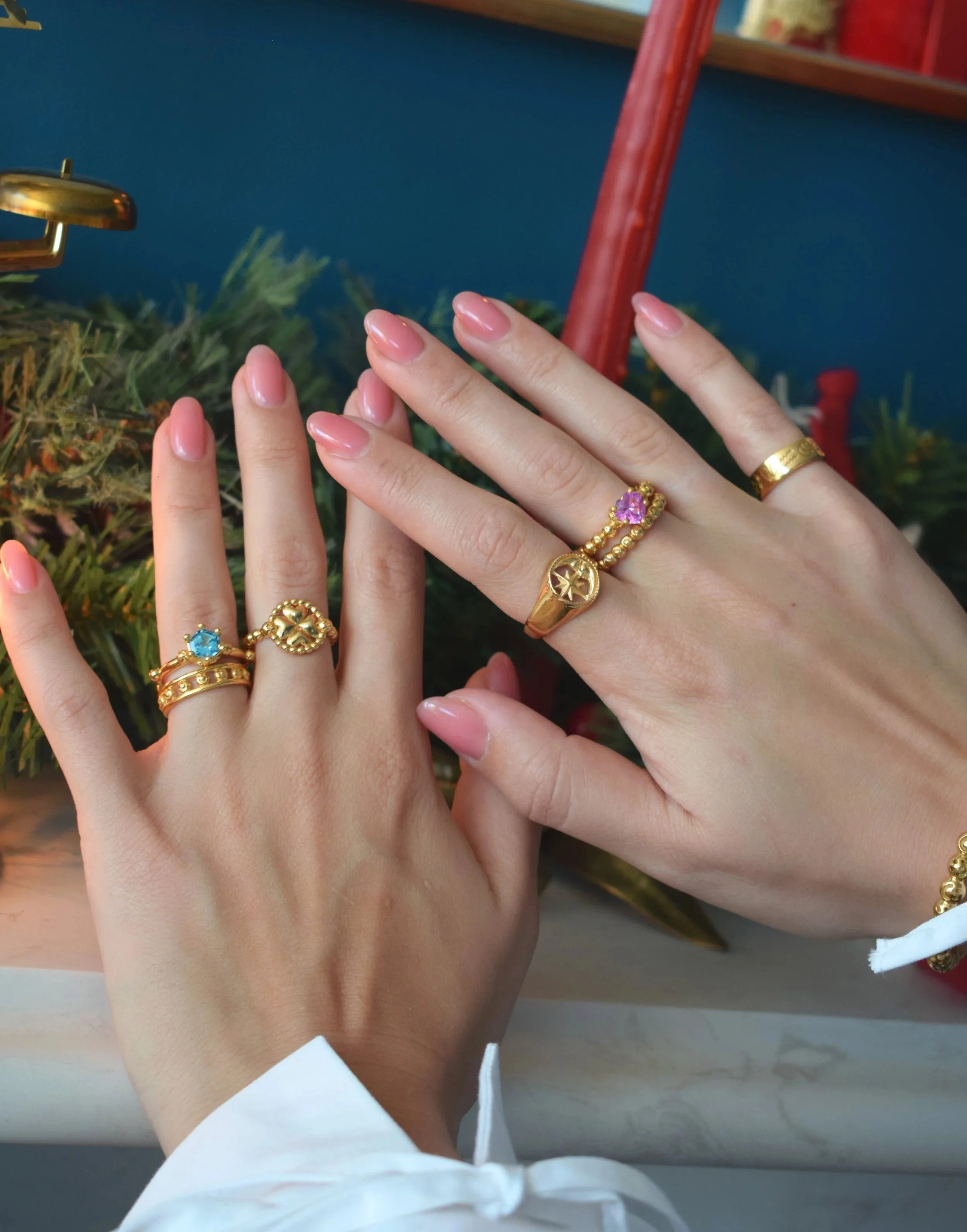 Good Daze Celestial Dream Ring in 18k gold vermeil with celestial motif detailing, gift wrapped with Goosebump ring box at Goosebump Hong Kong.