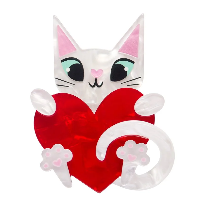 Erstwilder Kalila Kitty Brooch, handcrafted resin brooch featuring a gentle cat design