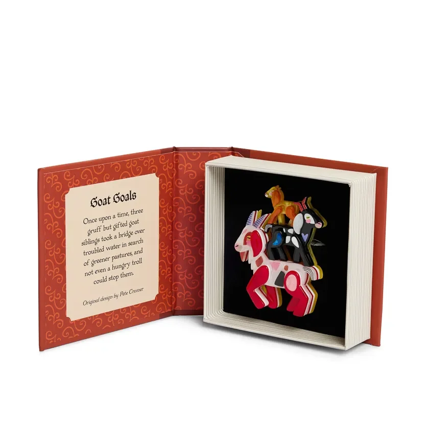 Erstwilder Goat Goals Brooch from the Pete Cromer Fairy Tales Part 2 collection, a colourful goat-inspired resin brooch for thoughtful gifting.
