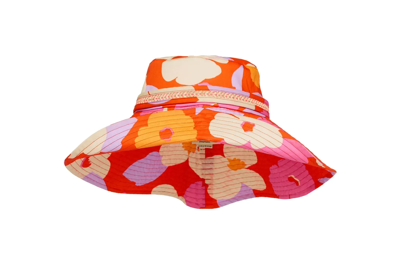Back view of the Lorna Murray Longboard Rottnest Island Bucket Hat featuring Liberty Fabrics floral cotton and a wide soft brim.