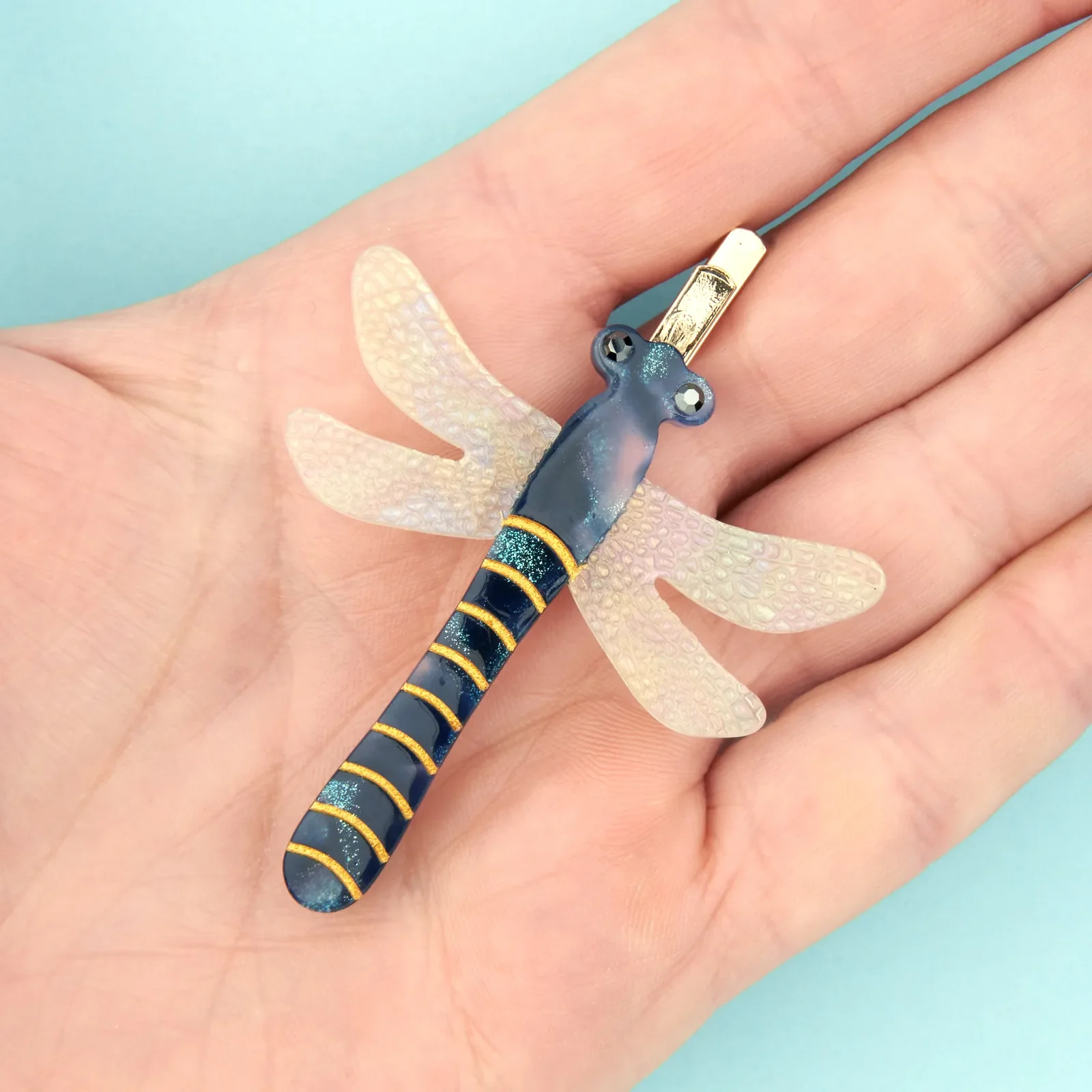 Coucou Suzette Dragonfly Barrette in glossy cellulose acetate, a graceful nature-inspired French hair clip curated by Goosebump.