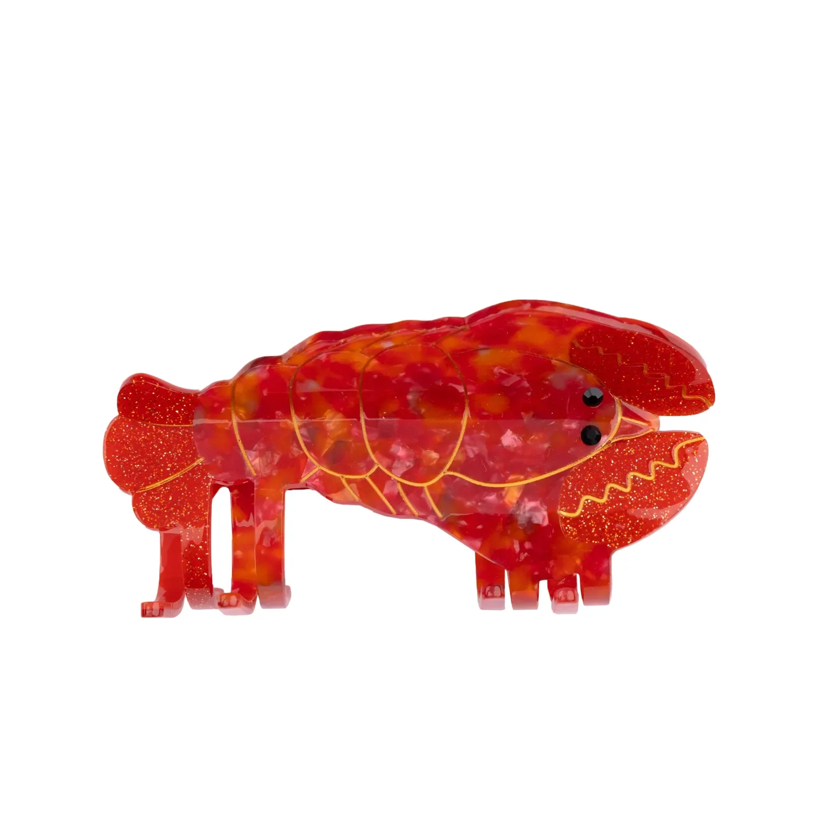 Coucou Suzette Lobster Hair Claw in glossy cellulose acetate, a bold sea-inspired French hair accessory curated by Goosebump.
