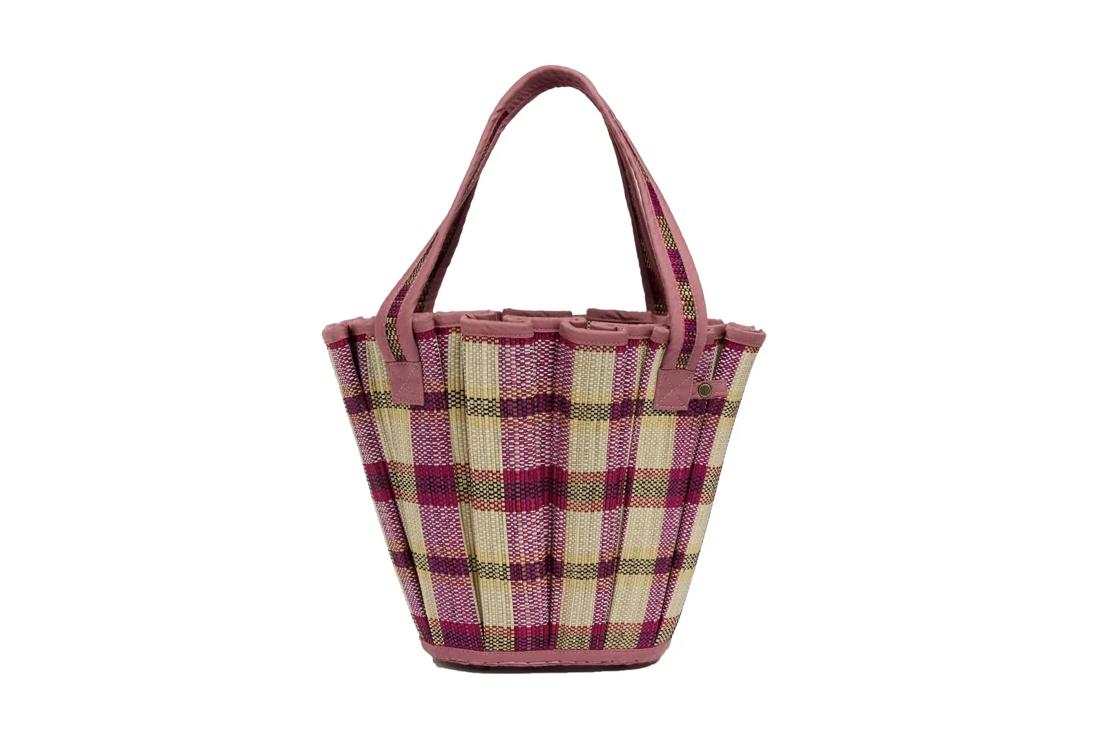 Lorna Murray Picnic Bay Mini Tropez Tote front view in handwoven natural grass fibres.