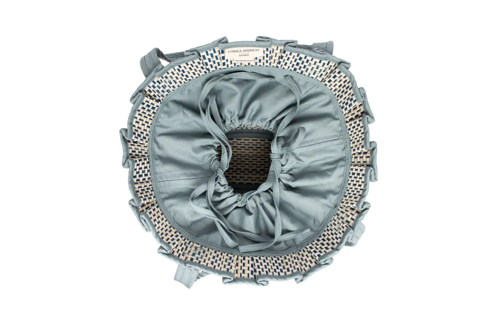 Back view of the Lorna Murray Burano Mini Tropez Tote Bag showing its handcrafted woven construction.