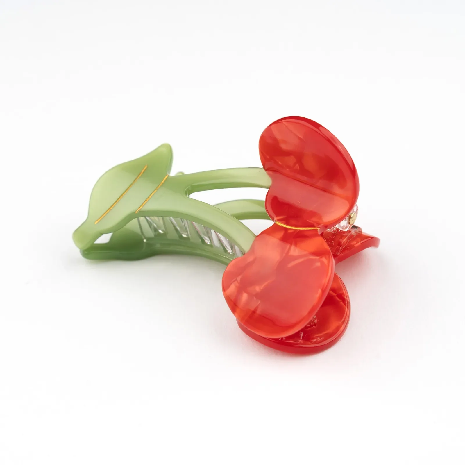 Coucou Suzette Cherry Hair Claw in glossy cellulose acetate, a playful French fruit-inspired hair accessory curated by Goosebump.