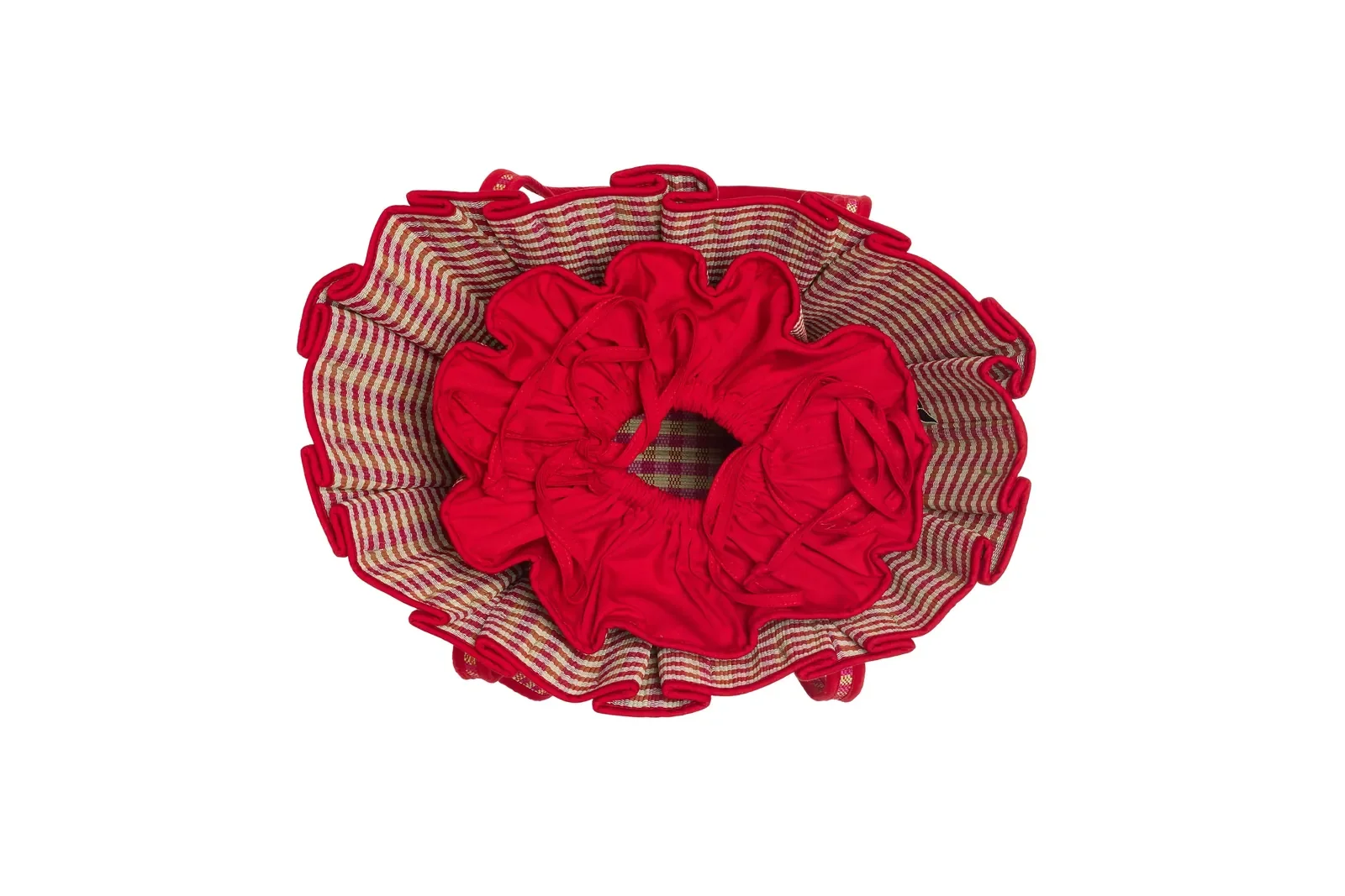 Bottom view of the Lorna Murray Santa Fe Midi Tropez Tote highlighting its handcrafted woven base and brass feet.