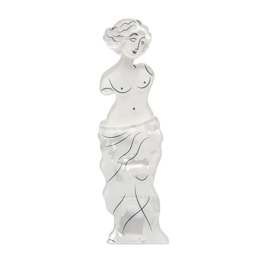 Erstwilder Marble Muse Brooch inspired by classical sculpture, handcrafted resin brooch with elegant Greek design