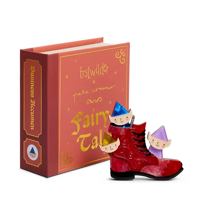 Erstwilder Business Accumen Brooch from the Pete Cromer Fairy Tales Part 2 collection, a colourful clever fairytale resin brooch for thoughtful gifting.