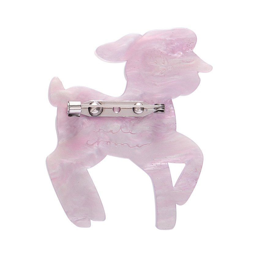Erstwilder x Pete Cromer Lottie the Lamb Brooch featuring a layered lamb design with a soft pastel, spring-inspired look.