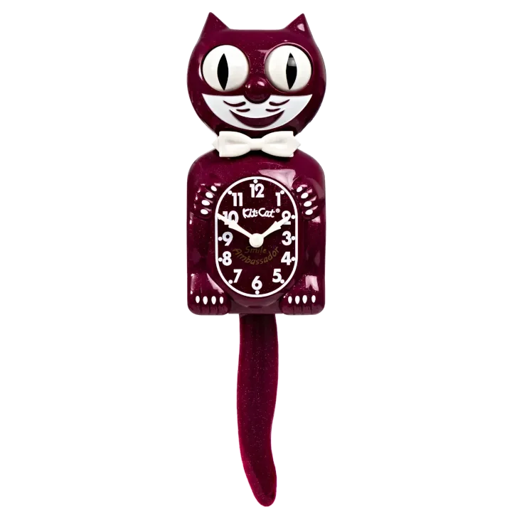 Kit-Cat Klock Smile Ambassador Ruby Red Special Edition wall clock with moving eyes, wagging tail and gold emblem