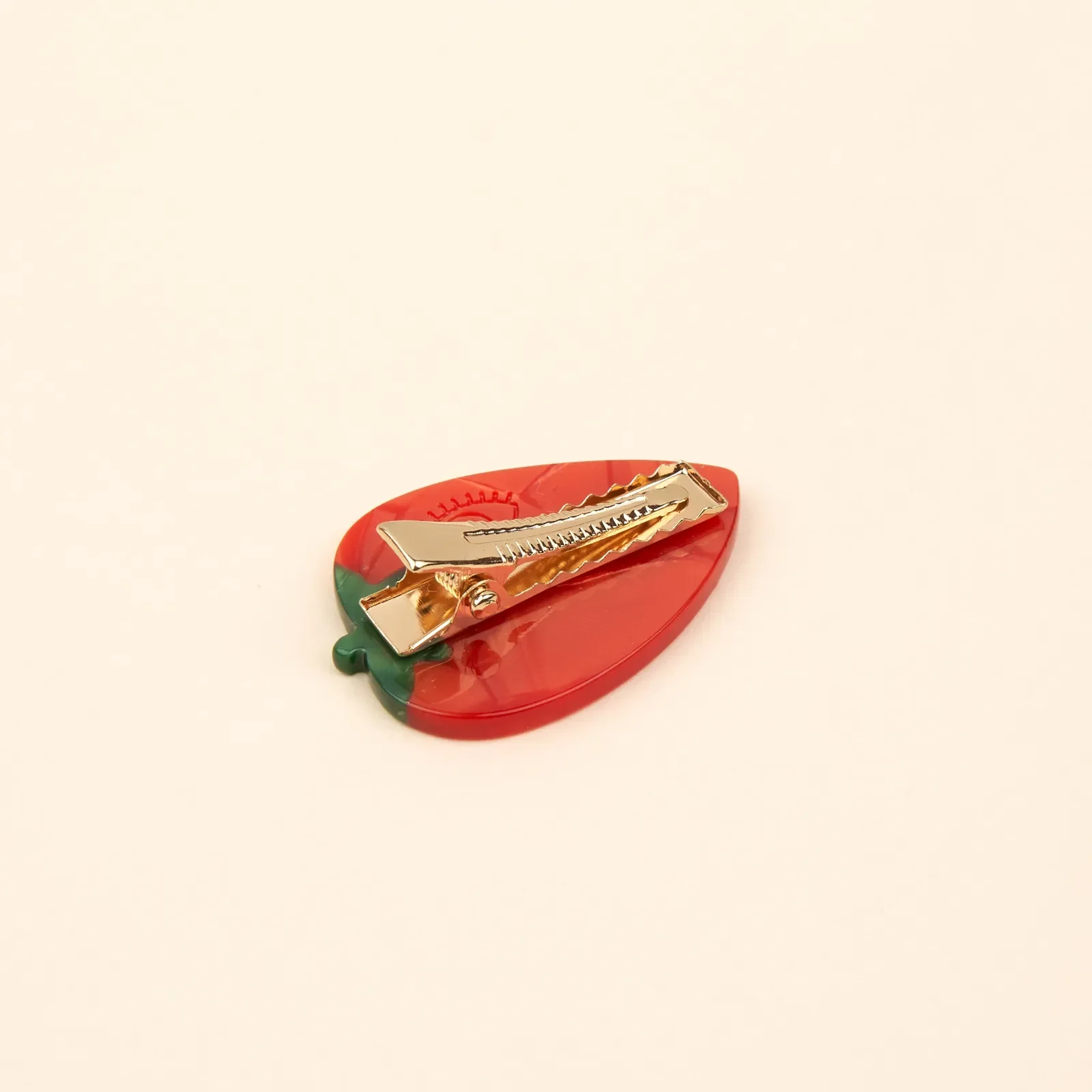 Coucou Suzette Strawberry Barrette in glossy cellulose acetate, a playful French fruit-inspired hair clip curated by Goosebump.