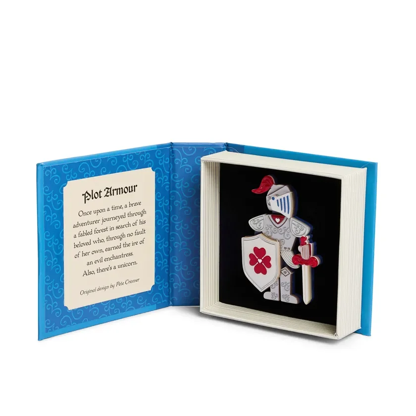 Erstwilder Plot Armour Brooch from the Pete Cromer Fairy Tales Part 2 collection, a colourful knight-inspired resin brooch for thoughtful gifting.