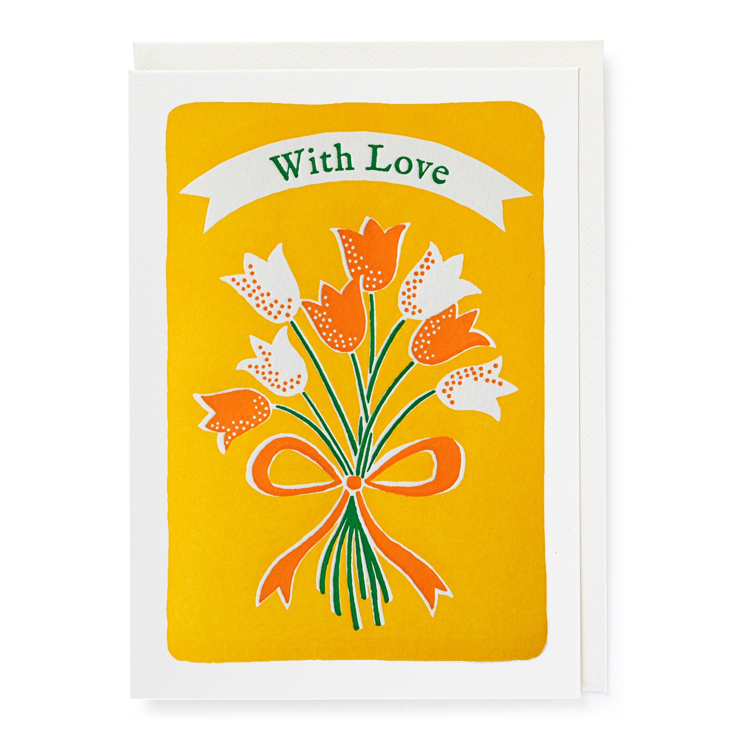 Ariana Tulips Greeting Card by Ariana Martin, featuring vibrant tulip design, available at Goosebump.live in Hong Kong.