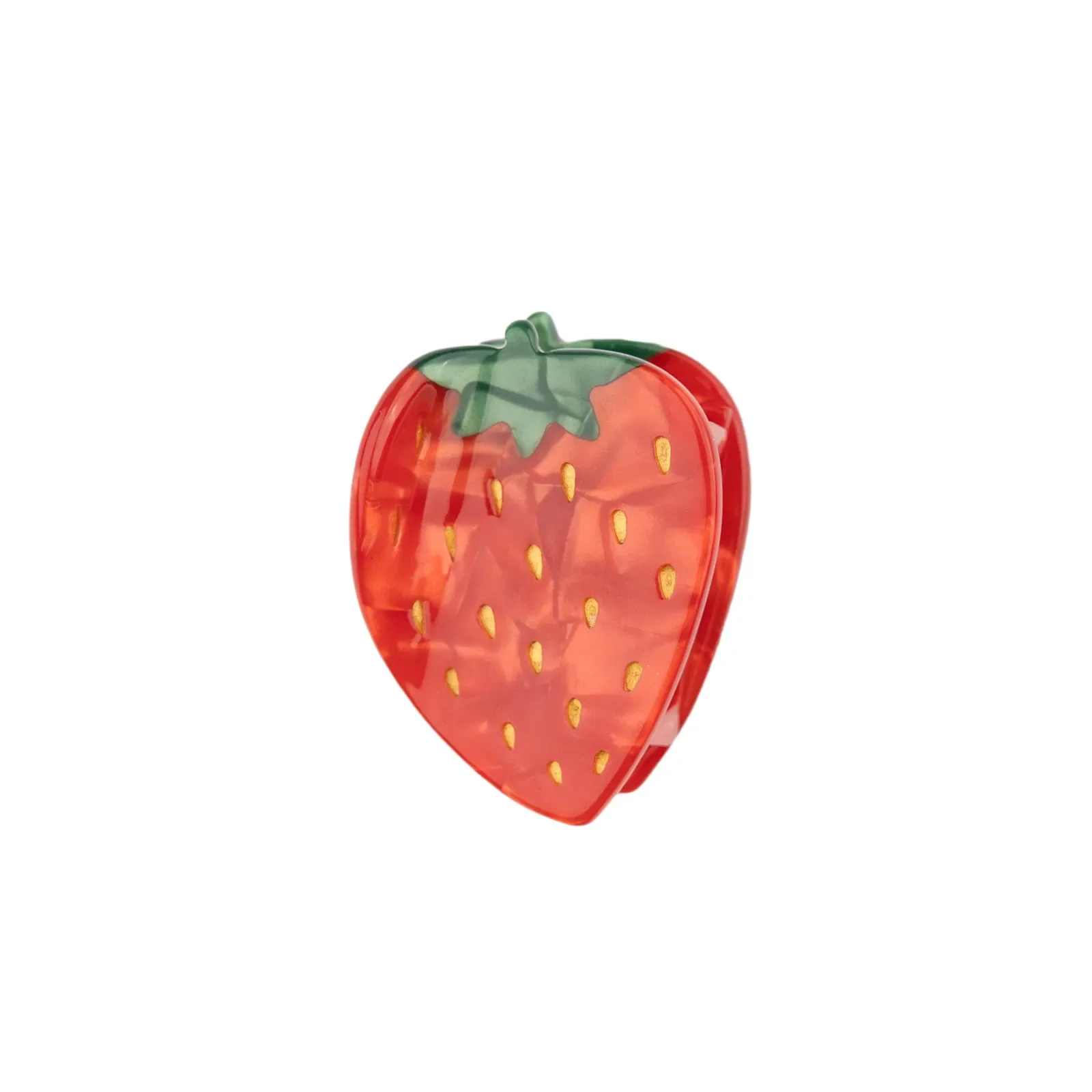 Coucou Suzette Strawberry Hair Claw in glossy cellulose acetate, a playful French fruit-inspired hair accessory curated by Goosebump.