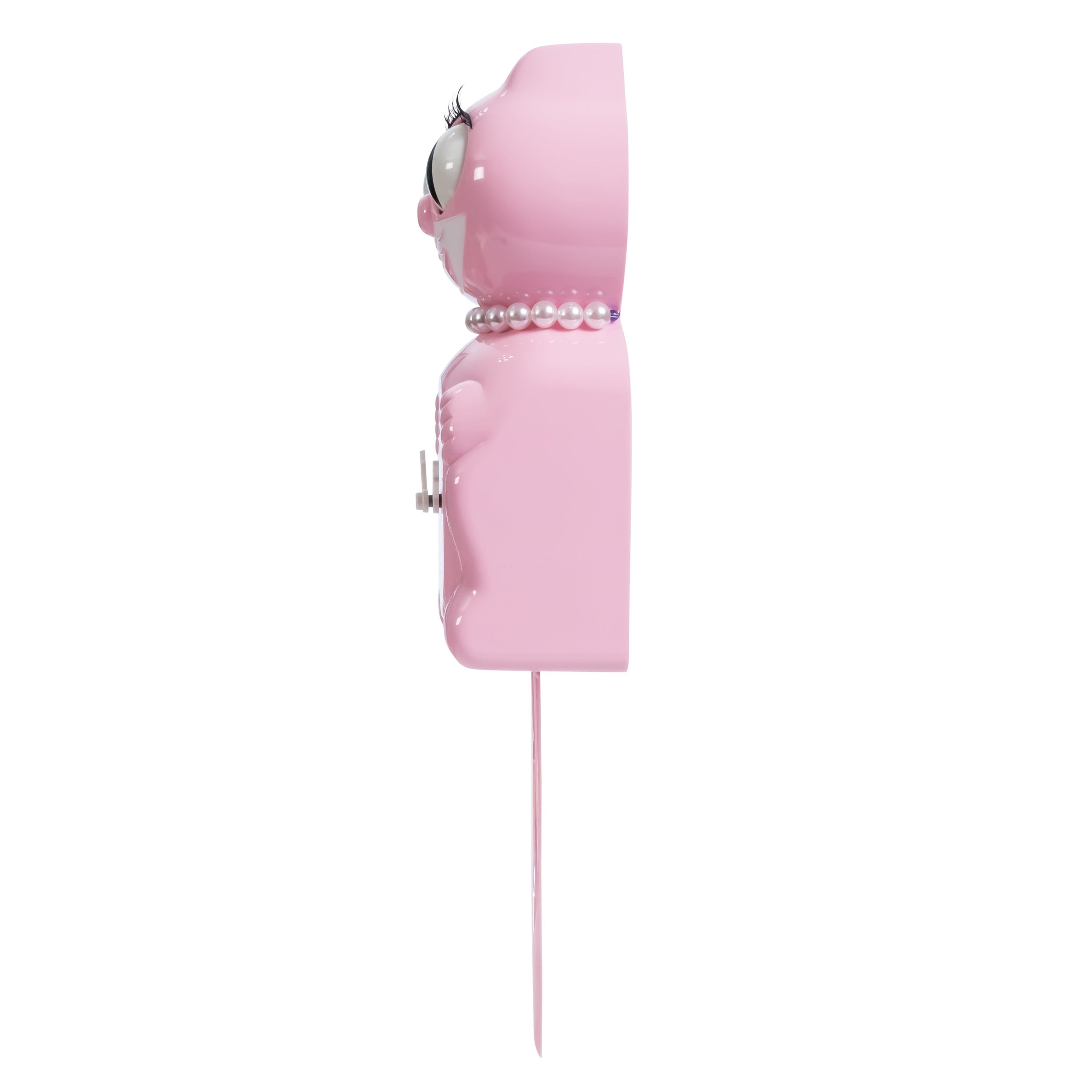 Bubblegum Pink Kit-Cat Klock in glossy pink with moving eyes and wagging tail, available at Goosebump Hong Kong.
