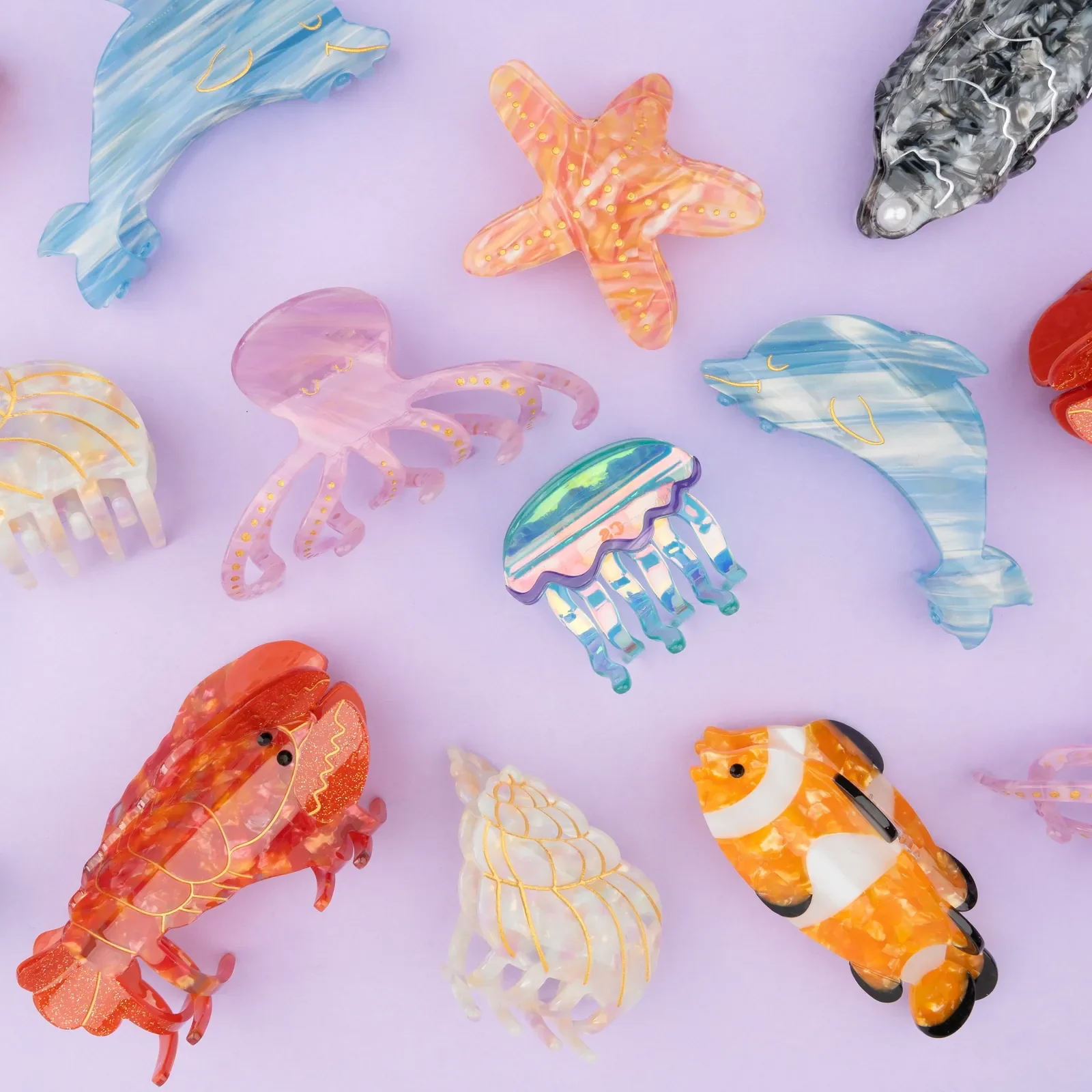 Coucou Suzette Lobster Hair Claw in glossy cellulose acetate, a bold sea-inspired French hair accessory curated by Goosebump.