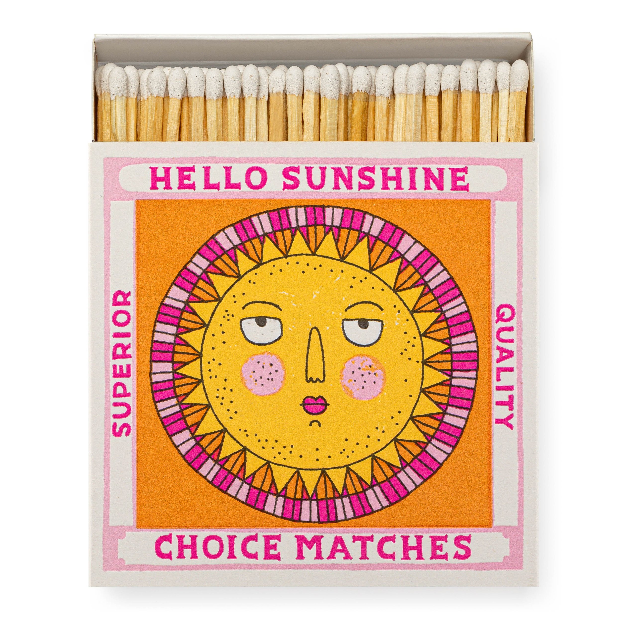 Hello Sunshine Matchbox, bright and playful design by Charlotte Farmer, available at Goosebump.live in Hong Kong.