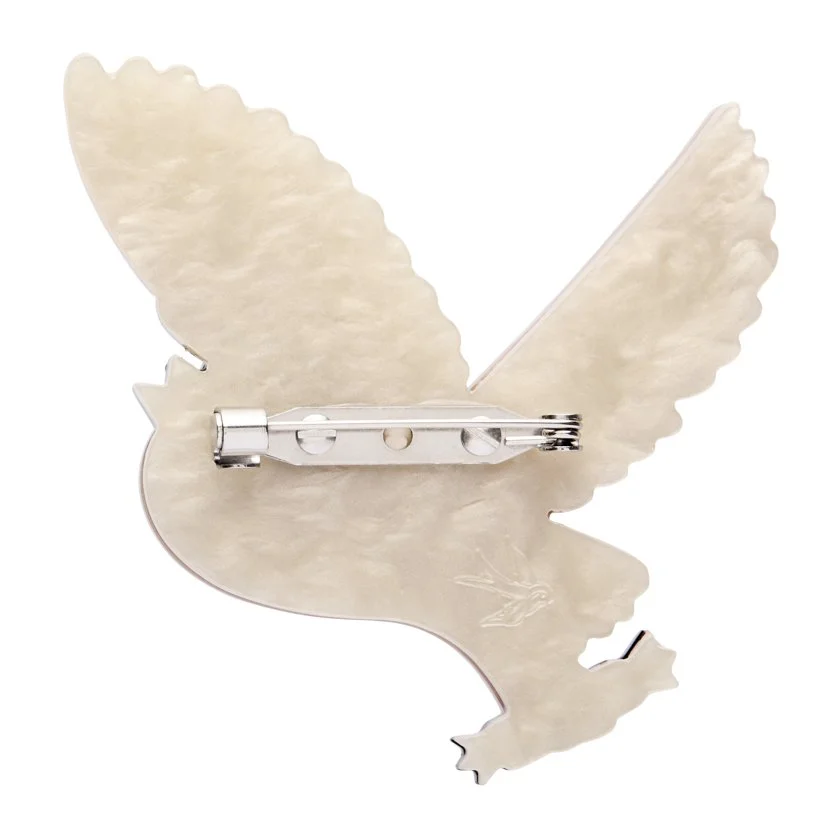 Erstwilder Otto the Owl Brooch — layered resin owl with warm, watchful eyes, soft feather details, limited edition at Goosebump Hong Kong.