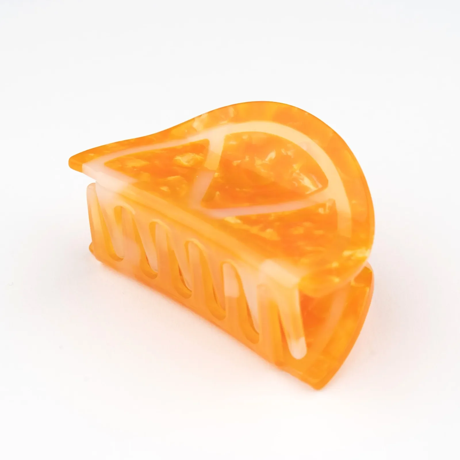 Coucou Suzette Orange Hair Claw in glossy cellulose acetate, a cheerful French fruit-inspired hair accessory curated by Goosebump.
