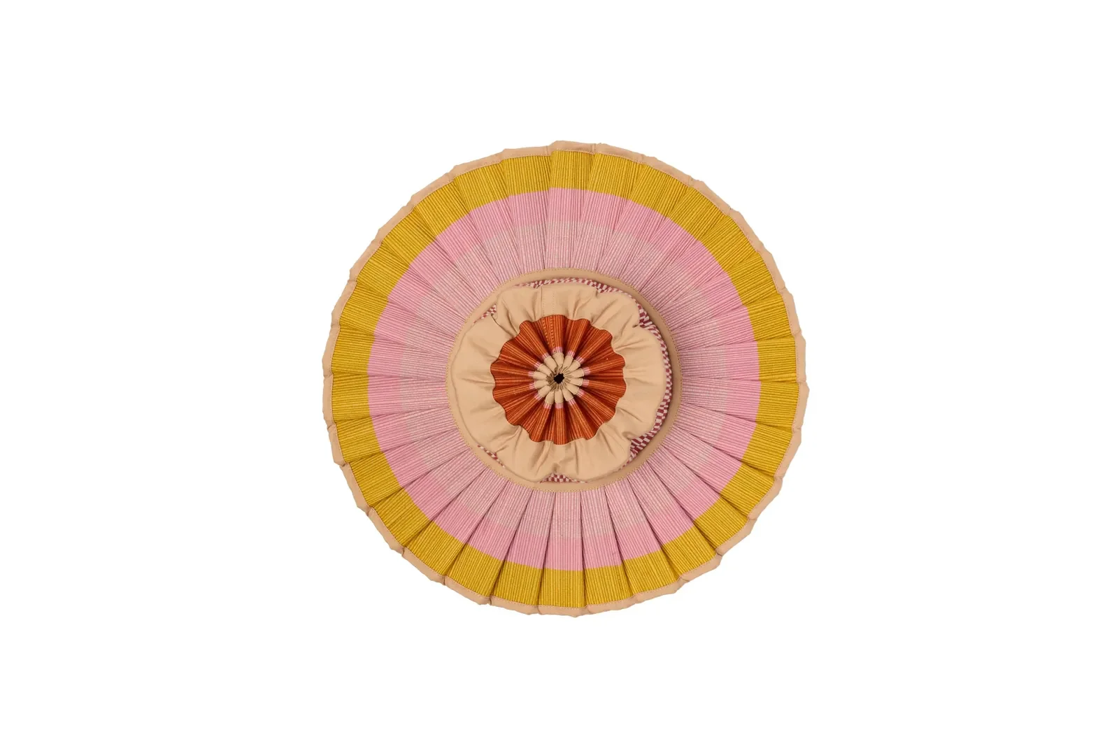 Top view of the Lorna Murray Catalina I Luxe Capri Hat highlighting the circular woven crown and artisan craftsmanship.