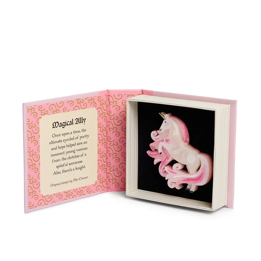 Erstwilder Magical Ally Brooch from the Pete Cromer Fairy Tales Part 2 collection, a colourful unicorn-inspired resin brooch for thoughtful gifting.
